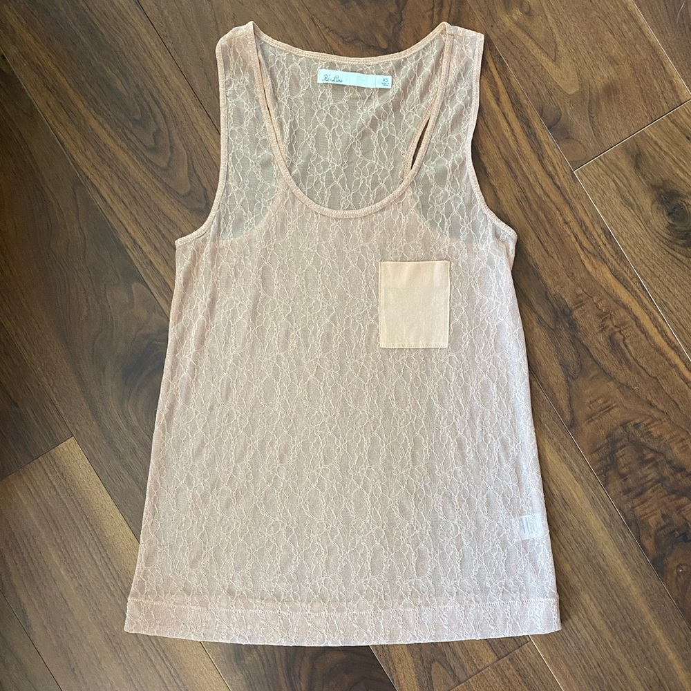 [Hi-Line] Peach Lace Racerback Tank Top